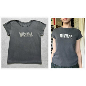 JOHN GALT by BRANDY MELVILLE "NIRVANA" cool vintage style crop tee t-shirt top s